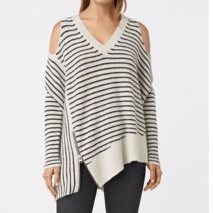 All Saints Able Open Shoulder Striped Sweater Asymmetrical Jumper XS